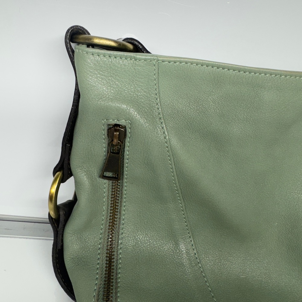 Sundance Made in Italy Leather Shoulder Bag Sage Green Hobo Style - Picture 8 of 16